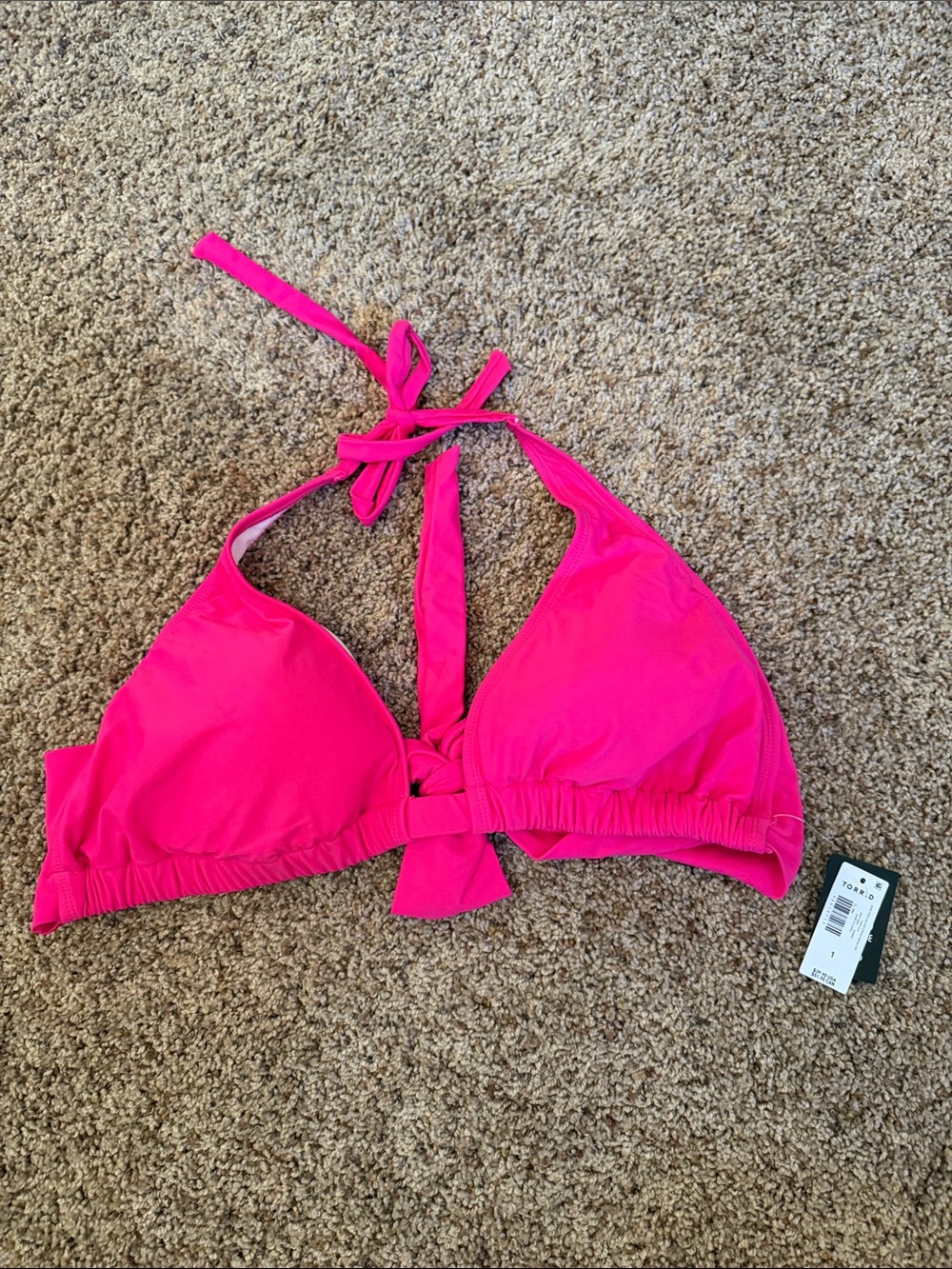 NWT Torrid Wire Free Halter String Bikini Top - Hot Pink - Size 1